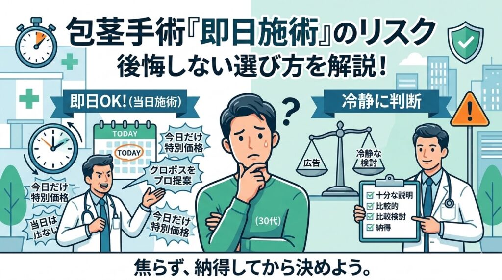 包茎手術は即日OK？当日施術のリスクと後悔しない選び方