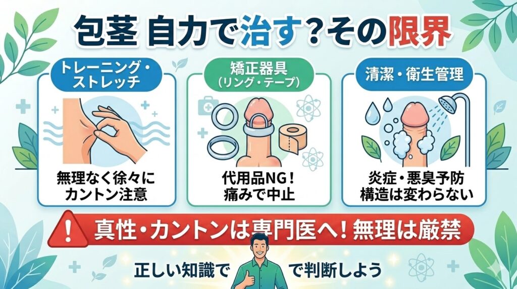 包茎を自力で治す方法とその限界