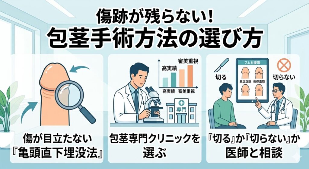 傷跡が残らない包茎手術方法の選び方