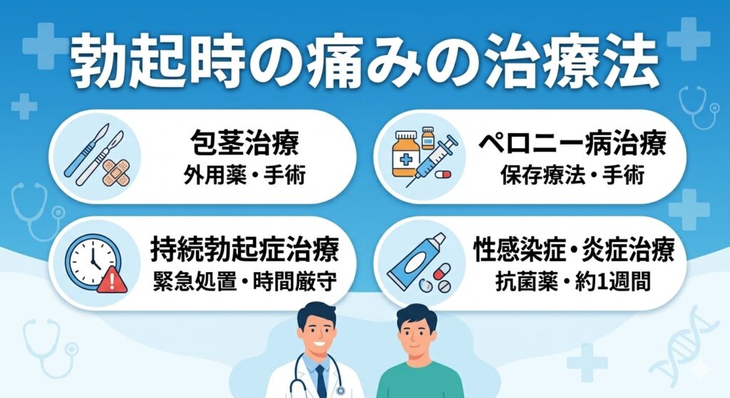 勃起時の痛みの原因別の治療法と回復期間の目安