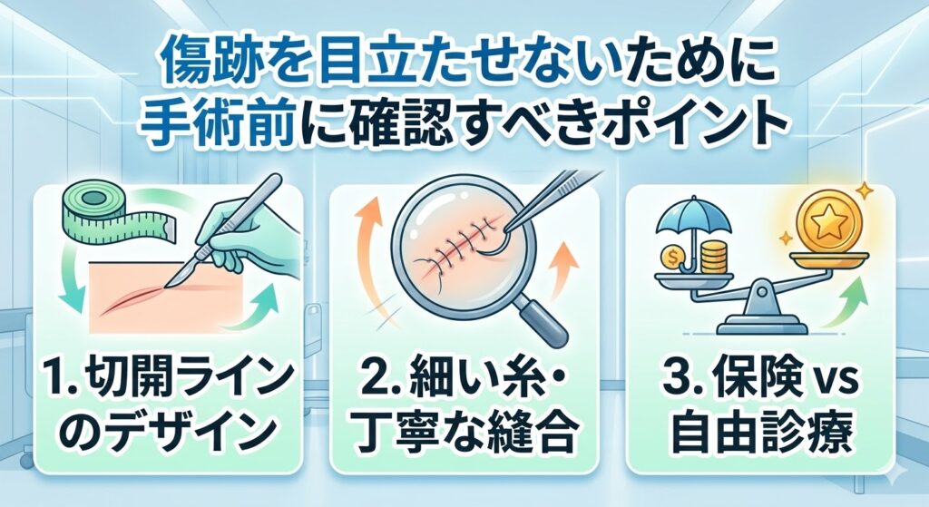 傷跡を目立たせないために手術前に確認すべきポイント