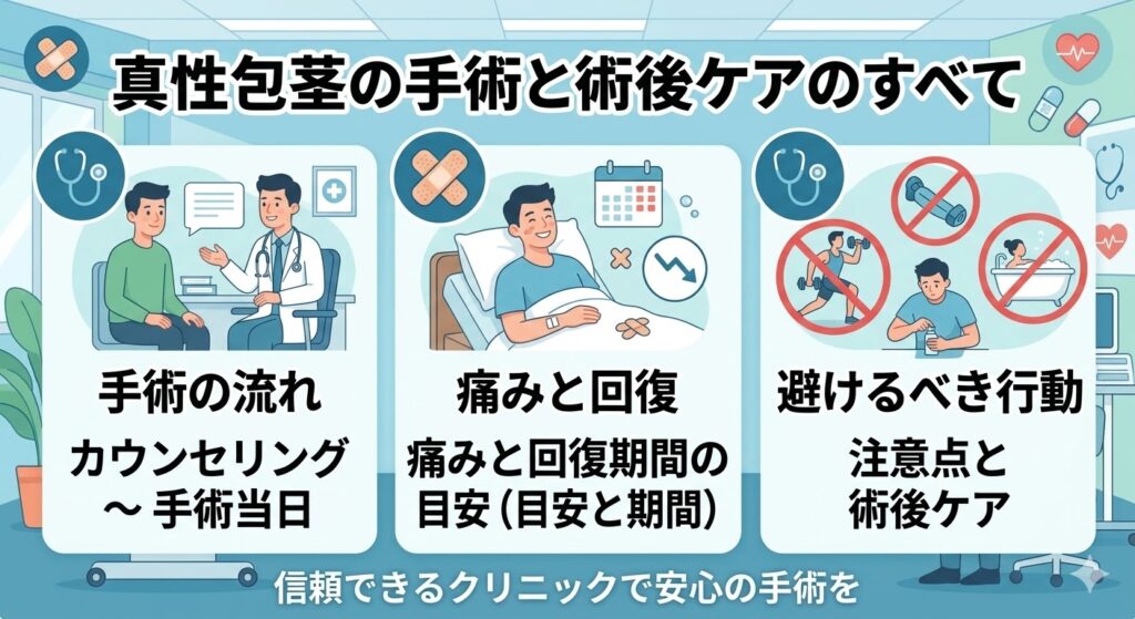 真性包茎の手術の流れと術後ケア