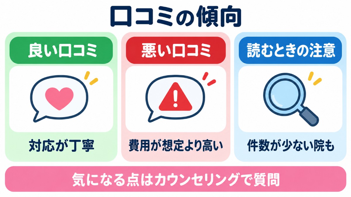 メンズライフクリニックの口コミの傾向の図解