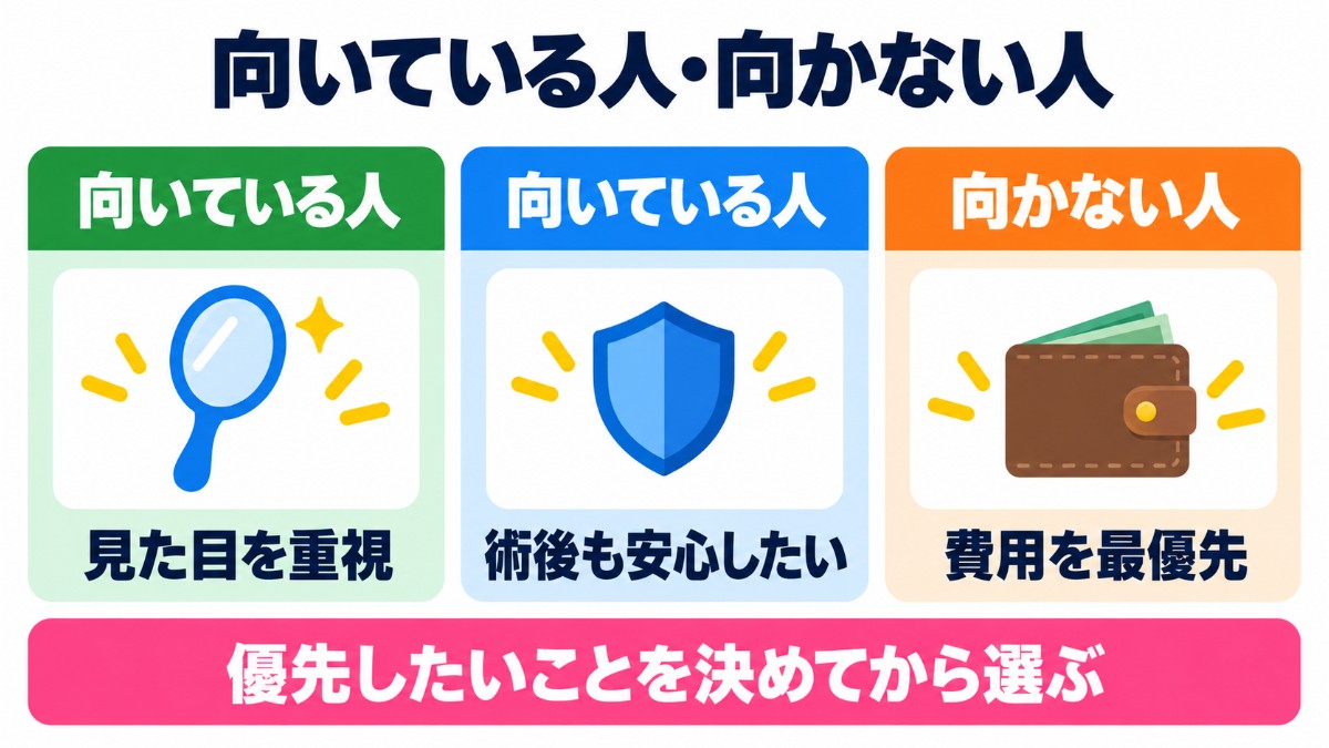 東京上野クリニックが向いている人・向かない人の図解