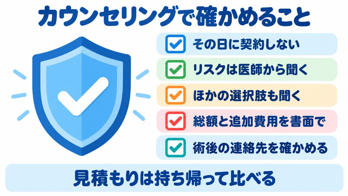 トラブルを防ぐためにカウンセリングで確かめたいことのチェックリスト
