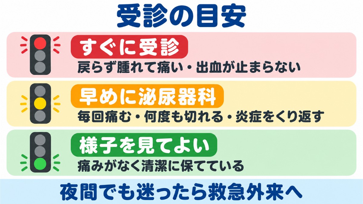 受診の目安を3段階で示した図