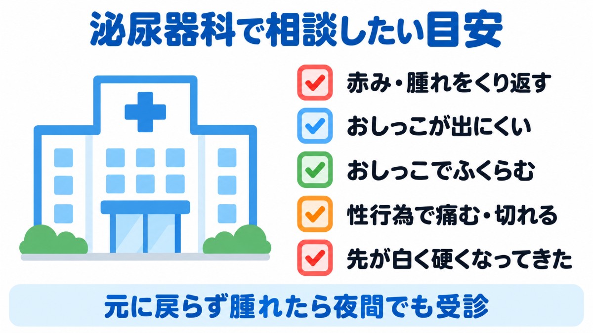 真性包茎で泌尿器科を受診したい目安のチェックリスト