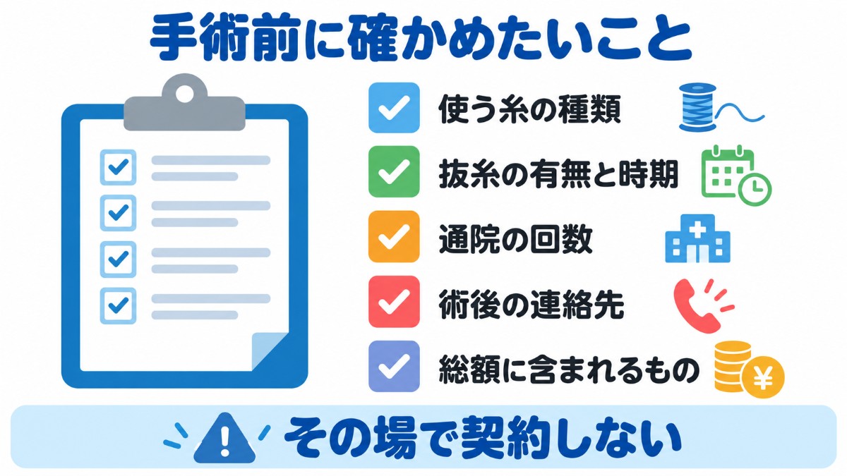 手術前に糸について確かめたいことのチェックリスト