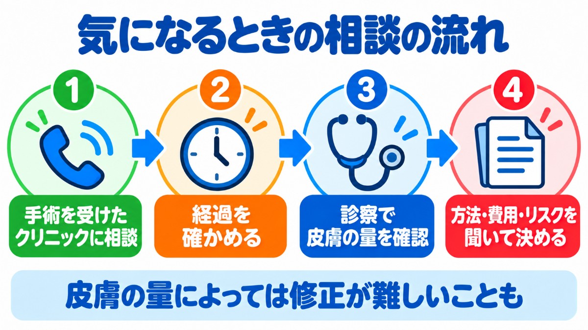ツートンカラーが気になるときの相談から修正までの流れを番号つきで示した図